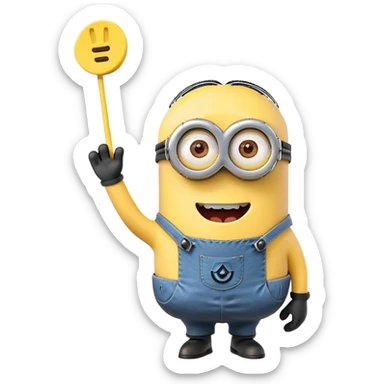 Minion character waving sticker