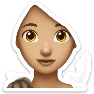 Girl with tanned skin brown hair asian eyes sticker