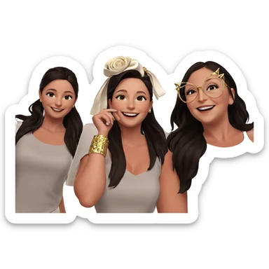 smiling girls in elegant attire sticker