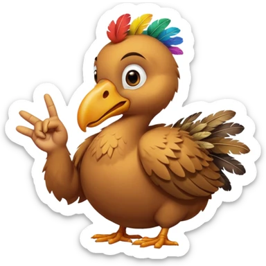 dodo crossing fingers for good luck sticker