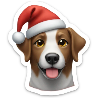 moonlit dog with christmas hat sticker