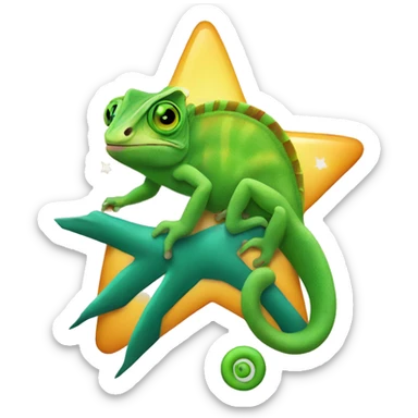 Chameleon on a star sticker