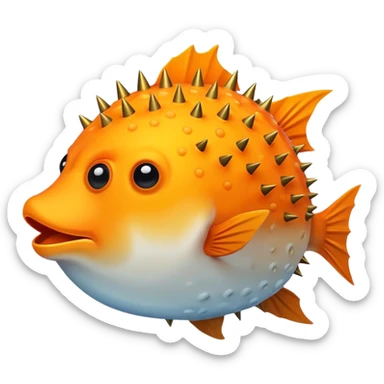 Orange Blowfish with spikes sticker
