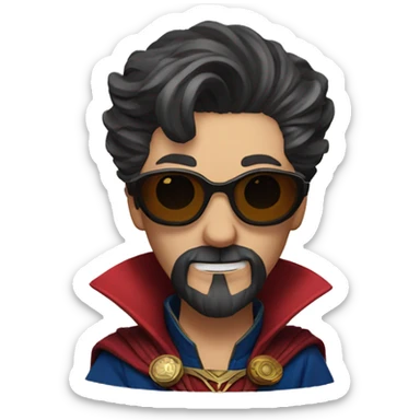 doctor strange having long beard and sunglasses sticker