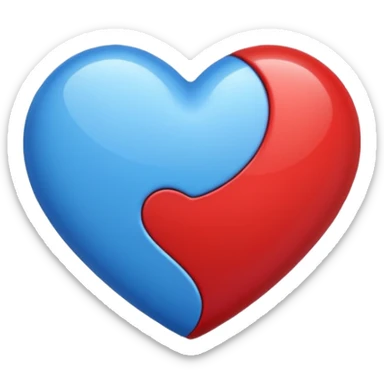 corazon azul y rojo sticker