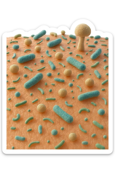 microbiota cutaneo in 3d sticker