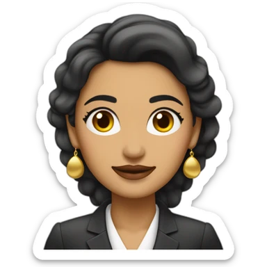 Mujer empresario con aretes de oro redondos de nariz respingada con tez morena clara y cabello castaño sticker