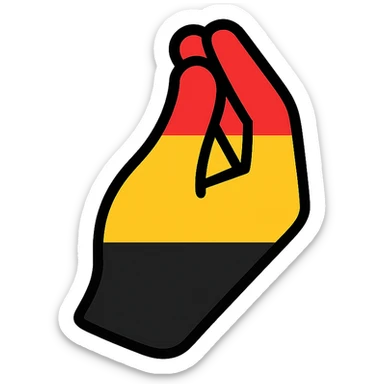 Italian hand gesture with pinched fingers, incorporating German flag colors, icon style, clean and bold sticker