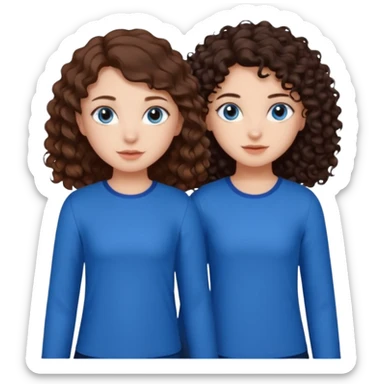 A girl with with brown hair and blue eyes and two girls with dark curly hair with brown eyes sticker