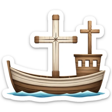 a boat with a cross through it sticker