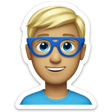 blue eyed boy blonde hair with googles on sticker