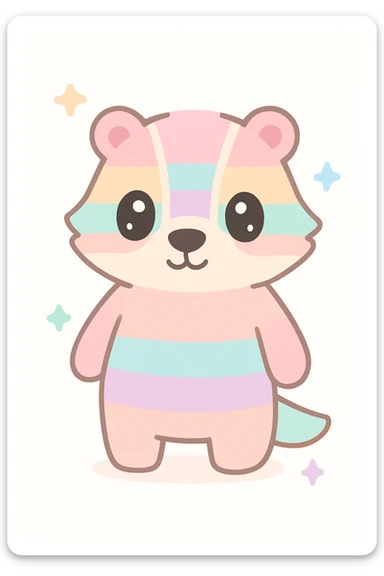 cute badger with LGBT pride colors, friendly expression, simple background sticker
