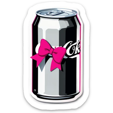 Can of Diet Coke with a pink bow on it sticker
