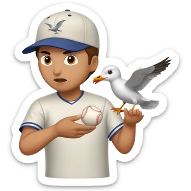 Seagull attacking man sticker