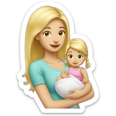 Blond-Girl-with-baby-girl sticker