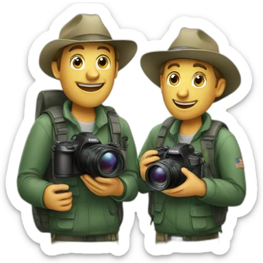 2 wildlife photographers talking sticker