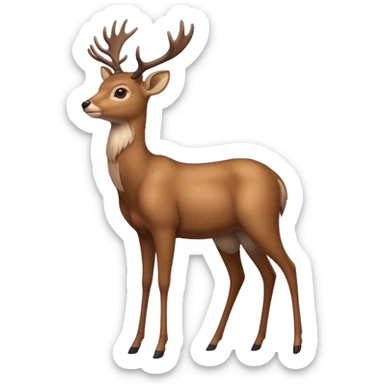 a deer standing on 2 lefs sticker