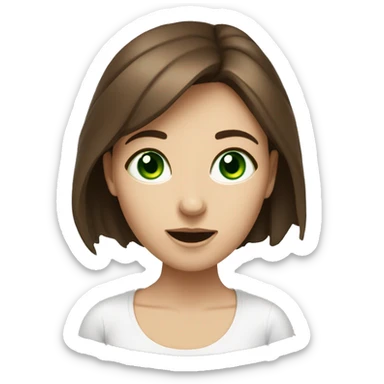 A girl with white skin, green eyes and brown hair is studying for exams in chaos. sticker