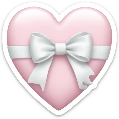 Pastel pink heart with white bow sticker