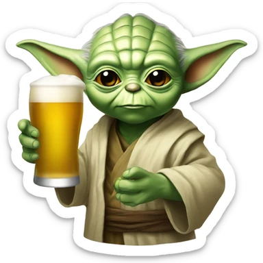 yoda drink beer sticker