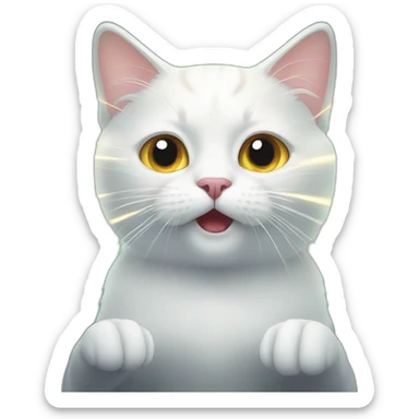 two white cats with laser beams sticker