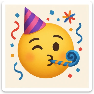 emoji with face with party horn and party hat sticker