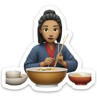 person eating chinese food sticker