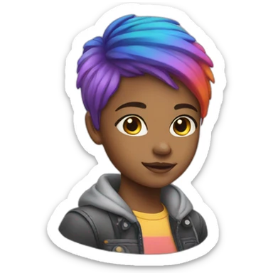 Girl with Short rainbow hair sticker