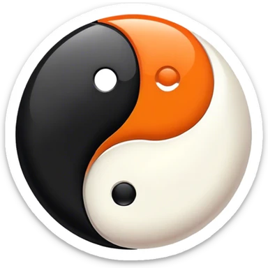 Orange and black ying yang sticker