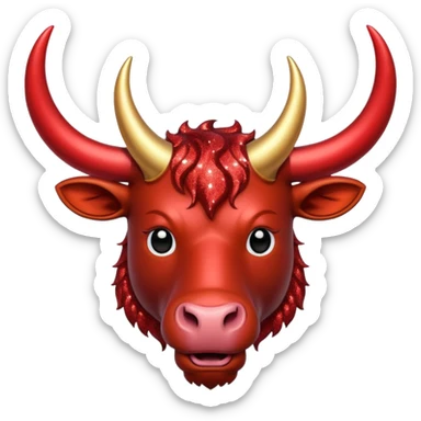 red glitter horned ox sticker