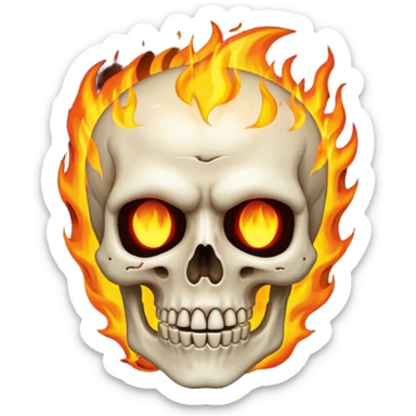 Just a skeleton face with fire in his eyes and fire around more relished him with a damn face sticker