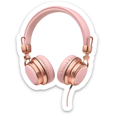 Pastel pink headphones with metallic rose gold frame and leather ear cups sticker