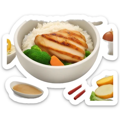 chicken breast and veggies with rice bowl sticker