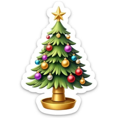 Christmas tree cute golden sticker