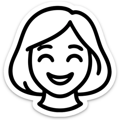 Make the girl cute with pale skin and a smile similar to Samsung Sam. Remove shadows and outlines. Style should be clean and minimalist, suitable for a Telegram bot profile. Transparent background. sticker