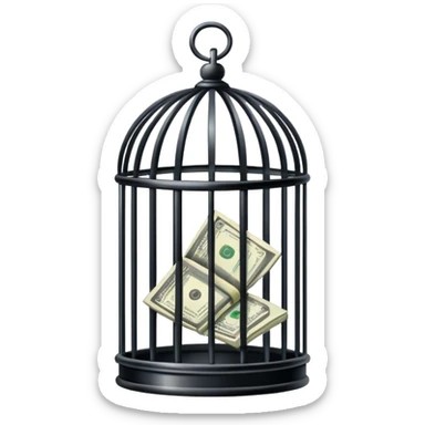 black birdcage with money inside sticker