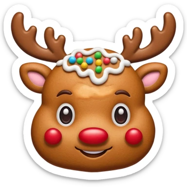 gingerbread cookie in cute reindeer face shape sticker