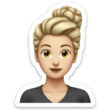 white girl with big hair bun sticker