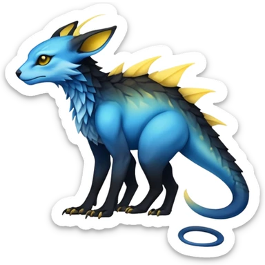  Cool Edgy blue-yellow-black-gradient ethereal badass Fionbri-Vernid-Trico-animal-creature full body  sticker