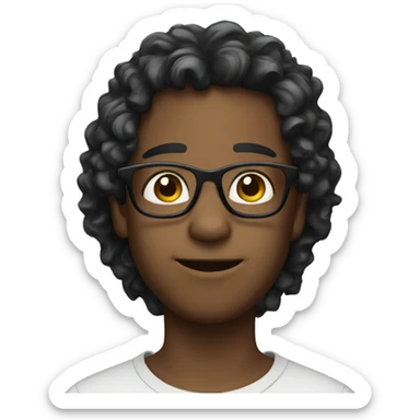 a boy with kinda wavy hair wearing glasses  sticker