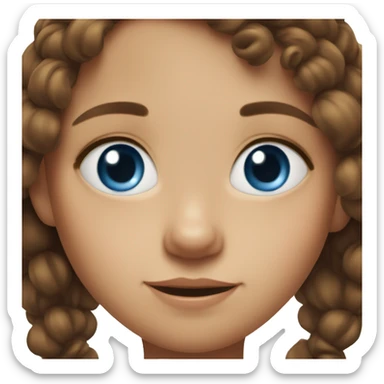 7 year old girl with freckles, blue eyes, brown hair sticker