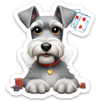 miniature schnauzer playing cards  sticker
