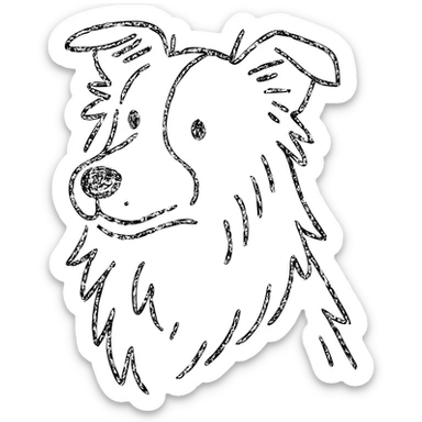 blonde and white border collie dog hand drawn outlined icon sticker