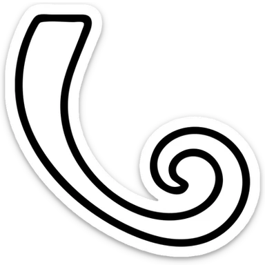 simple, line-art icon of a tail, designed for clarity and easy recognition sticker