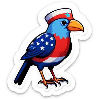 Patriotic, sick, bird  sticker