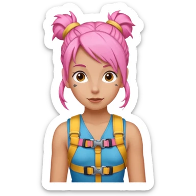 climber girl with pink bun hair sticker