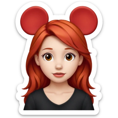red haired girl with red mickey ears sticker