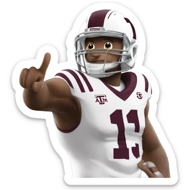 Texas a&m 12th man football player holding up a thumb sticker
