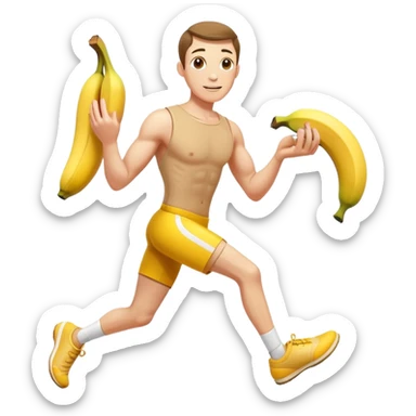 Athlete with prize in hand slipped on banana peel  sticker