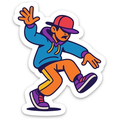 vibrant toon style hiphop dancer in exaggerated pose sticker